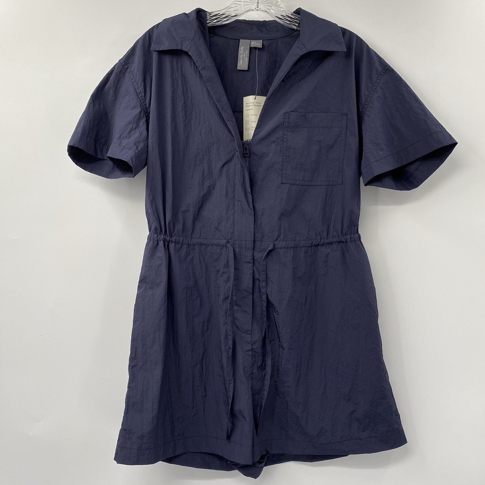 Sweaty Betty Anytime Short Sleeve Romper Women XS Navy Blue SB8848 Nylon Utility